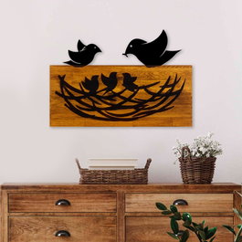Wallity Accesorio decorativo de pared de madera y metal Nogal y Negro
